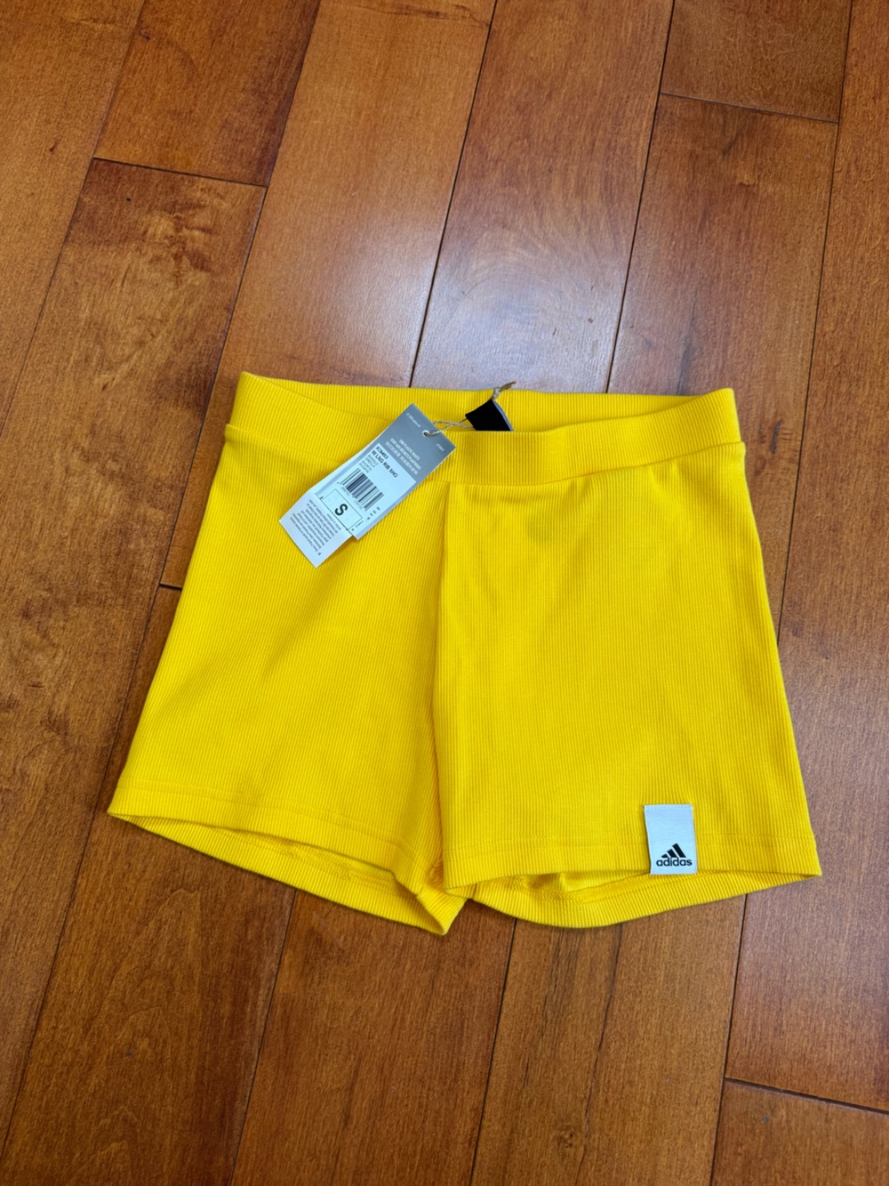 adidas Yellow Ribbed Athletic Shorts sz S
